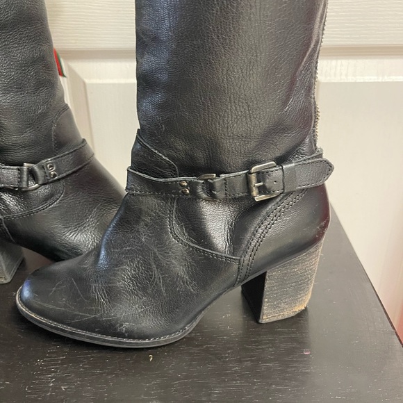 Steve Madden Black Leather Heeled Boots - Picture 6 of 9